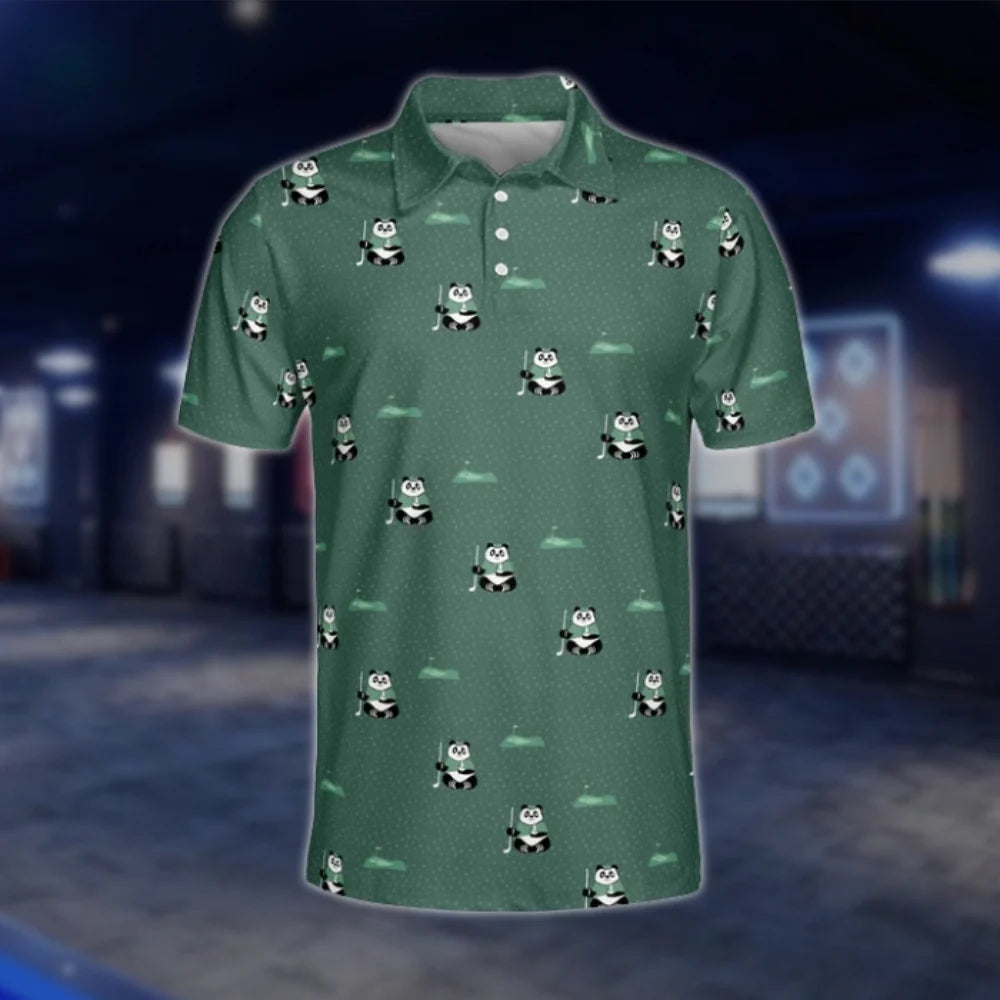 Panda Green Golf Polo Shirt For Men, Panda Lover Golf Shirt GOF0139