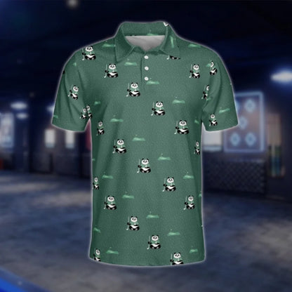 Panda Green Golf Polo Shirt For Men, Panda Lover Golf Shirt GOF0139