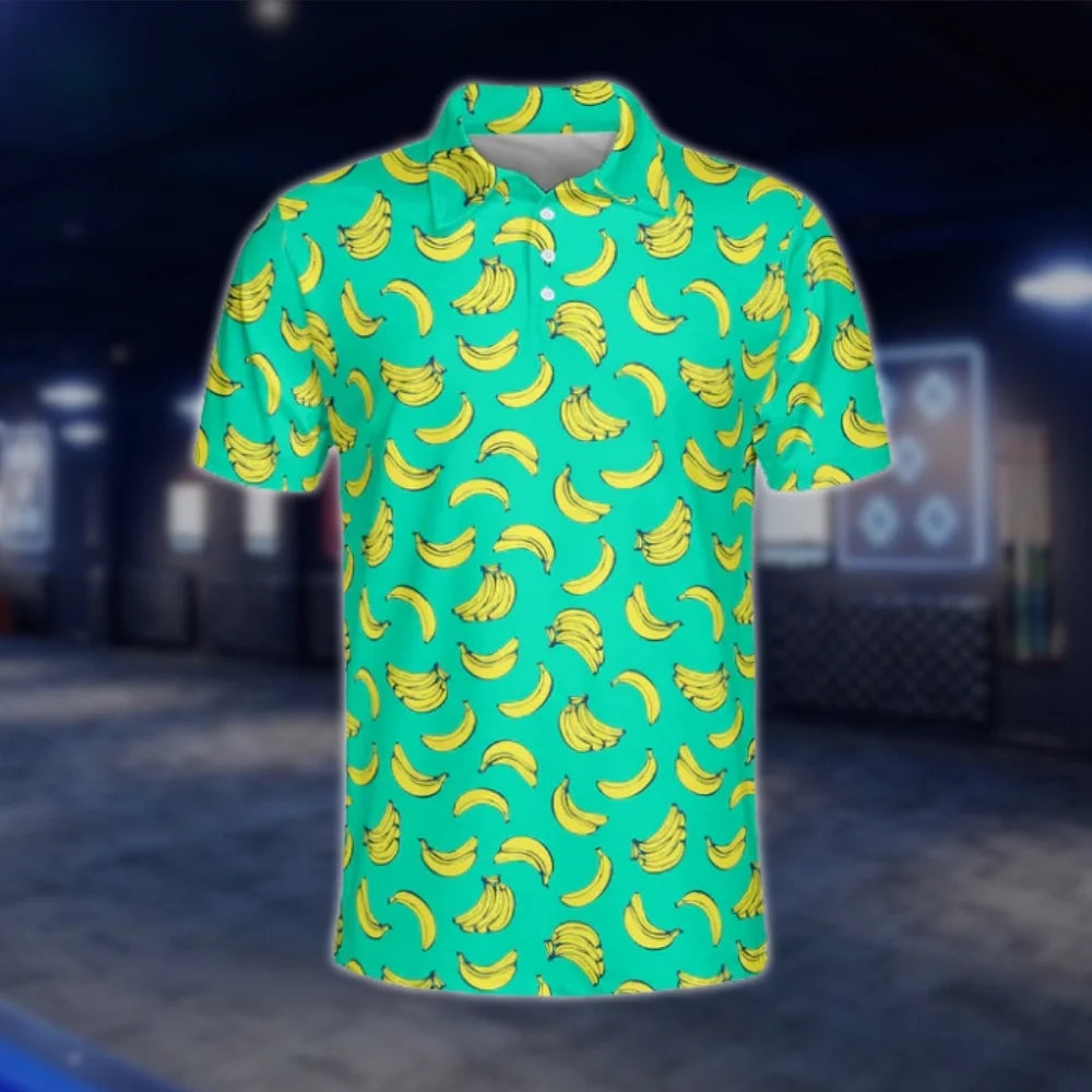 Banana Green Yellow Golf Polo Shirt For Men, Banana Golf Shirt GOF0129