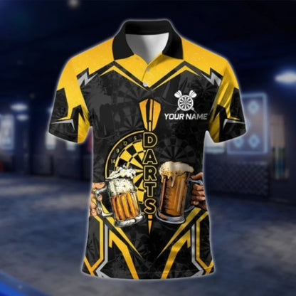 Dart And Beer That's Why I'm Here Custom Mens Dart Polo Shirt, Custom Funny Beer Dart Shirts For Team DAT0445