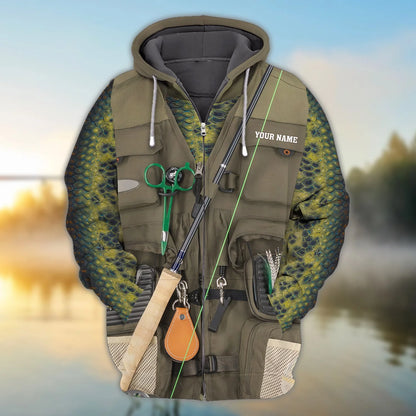 Custom 3D Bass Vest 3D Full Print Shirts, Unique Design for Anglers, Perfect Gift for Bass Fishing Enthusiasts! ORN0114