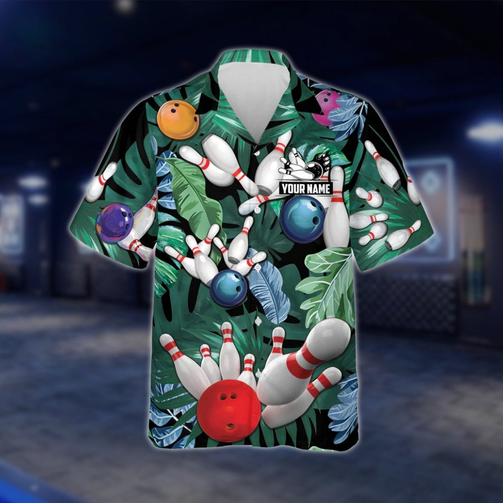 Tropical Custom Name Hawaiian Bowling Shirt For Men And Women, Custom Tropical Bowling Shirts BZ0201 BOW0295