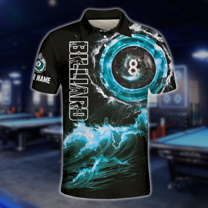 Custom Team Black And Purple 8 Ball Billiard Polo Shirt Mens, Custom 8 Ball Billiard Shirts For Team BLD0080