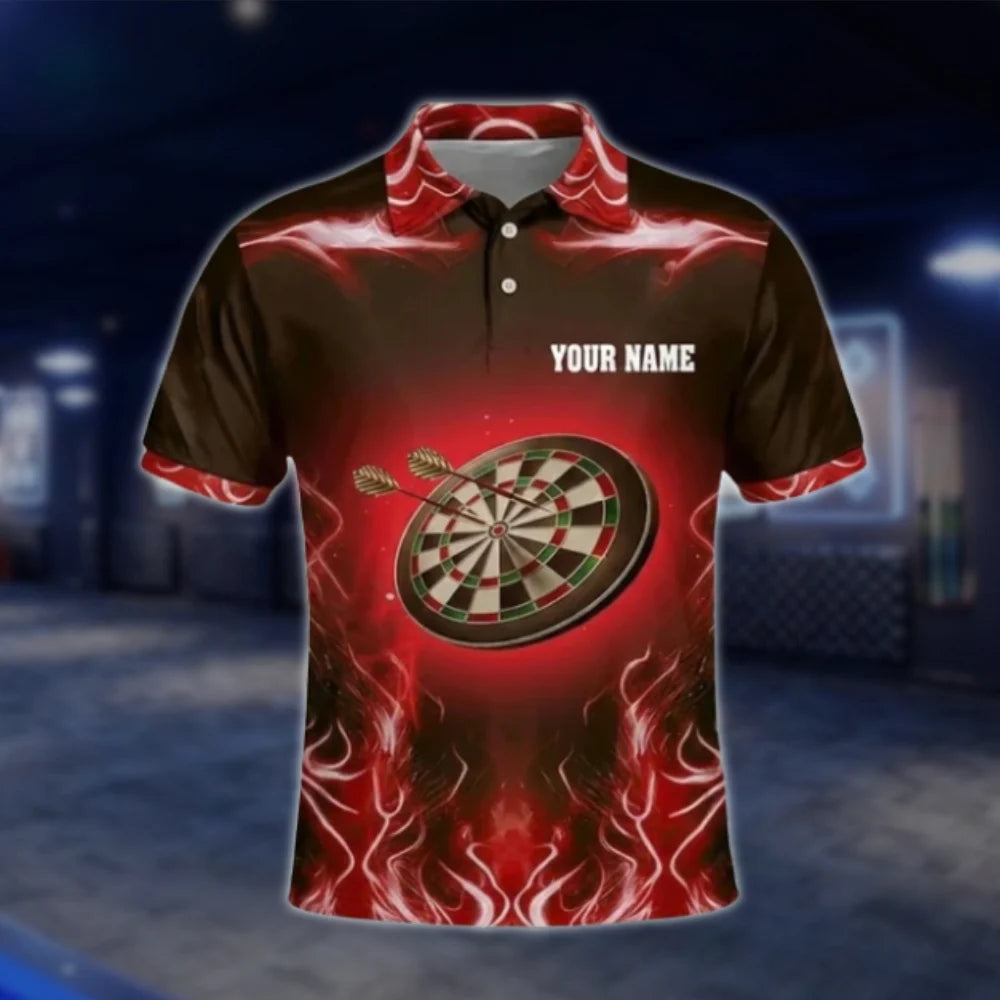Custom Red Flaming Dart Polo Shirt For Men, Custom Flame Dart Team Shirts DAT0363