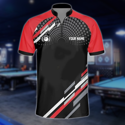 Custom Team Black And Red Billiard Jersey For Mens, Custom Pool Billiard Shirts BLD0183