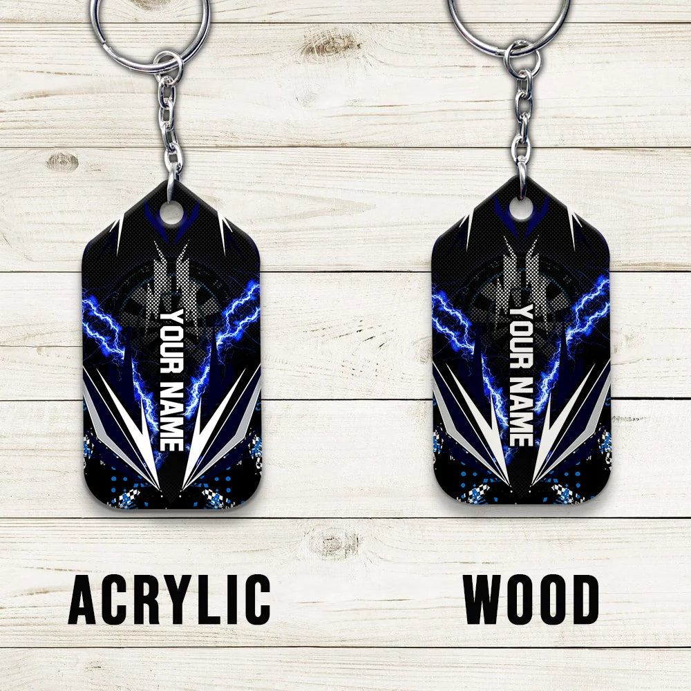 Bullseye Dartboard Thunder Personalized Name 3D Viking And Darts Keychain For Dart Team Player ORN0158