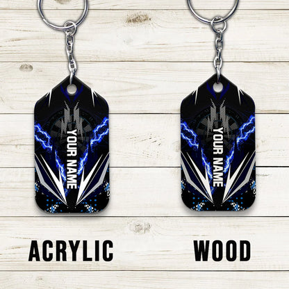 Bullseye Dartboard Thunder Personalized Name 3D Viking And Darts Keychain For Dart Team Player ORN0158