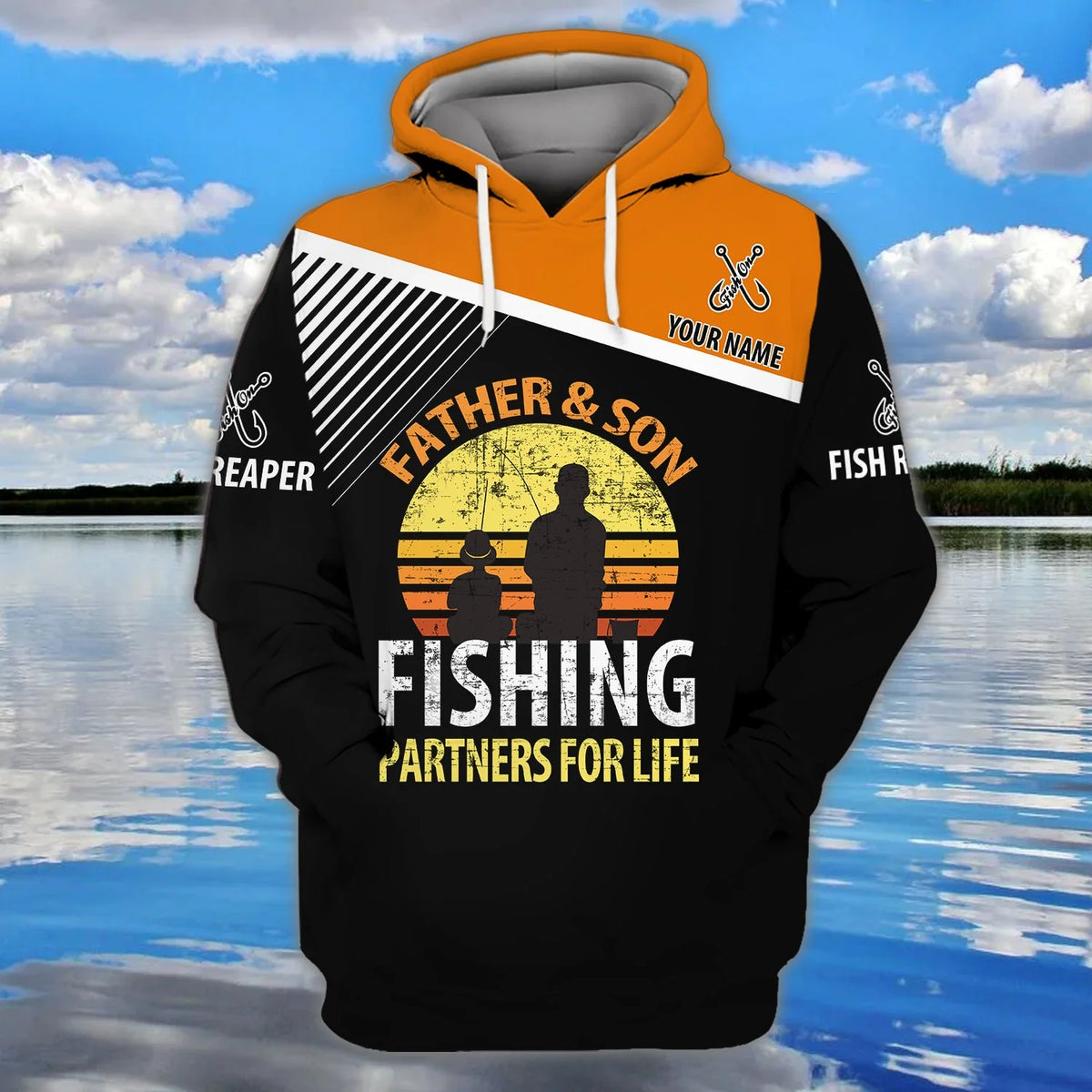 Father And Son Fishing - Personalized Name 3D Hoodie - Dah 58 FISH0238