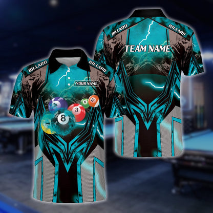 Custom Lighting Thunder Billiard Men Polo Shirts, Custom Pool Billiard Team Shirts BLD0226
