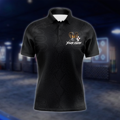Personalized Mens Cobra Snake Black Bowling Polo Shirt, Custom Snake Team Bowling Shirts BZ0886 BOW0057