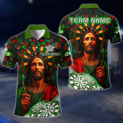 Jesus Custom Men's Dart Polo Shirt, Custom Jesus Faith Dart Team Shirts DAT0387