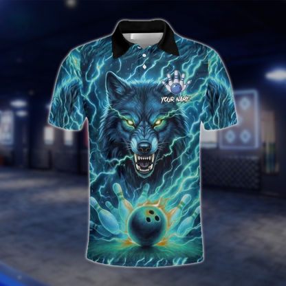 Personalized Wolf Thunder Bowling Mens Polo Shirt, Custom Team Wolf Bowling Shirt BZ0772 BOW0135