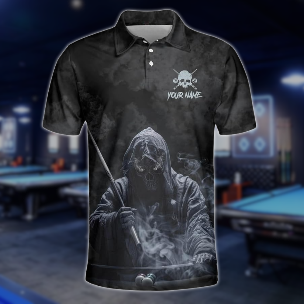 Custom Skull Billiard Men Polo Shirts, Custom Skull Billiard Team Shirts BLD0285