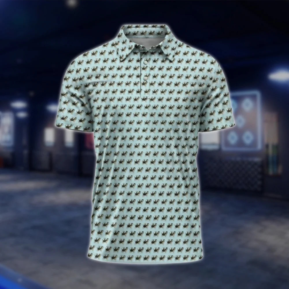 Beagle Pattern Cyan Golf Polo Shirt For Men, Beagle Golf Shirt Dog Lover GOF0037