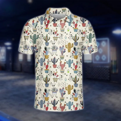 Men's Cactus Beige Golf Polo Shirts, Cactus Golf Shirts GOF0237