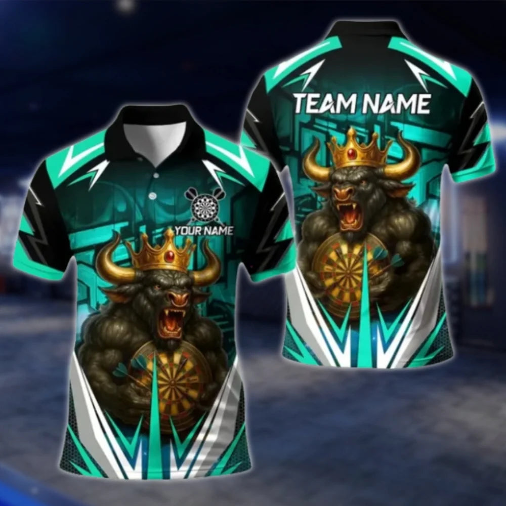 King Bull Custom Mens Darts Polo Shirt, Custom Bull Team Dart Shirts DAT0418
