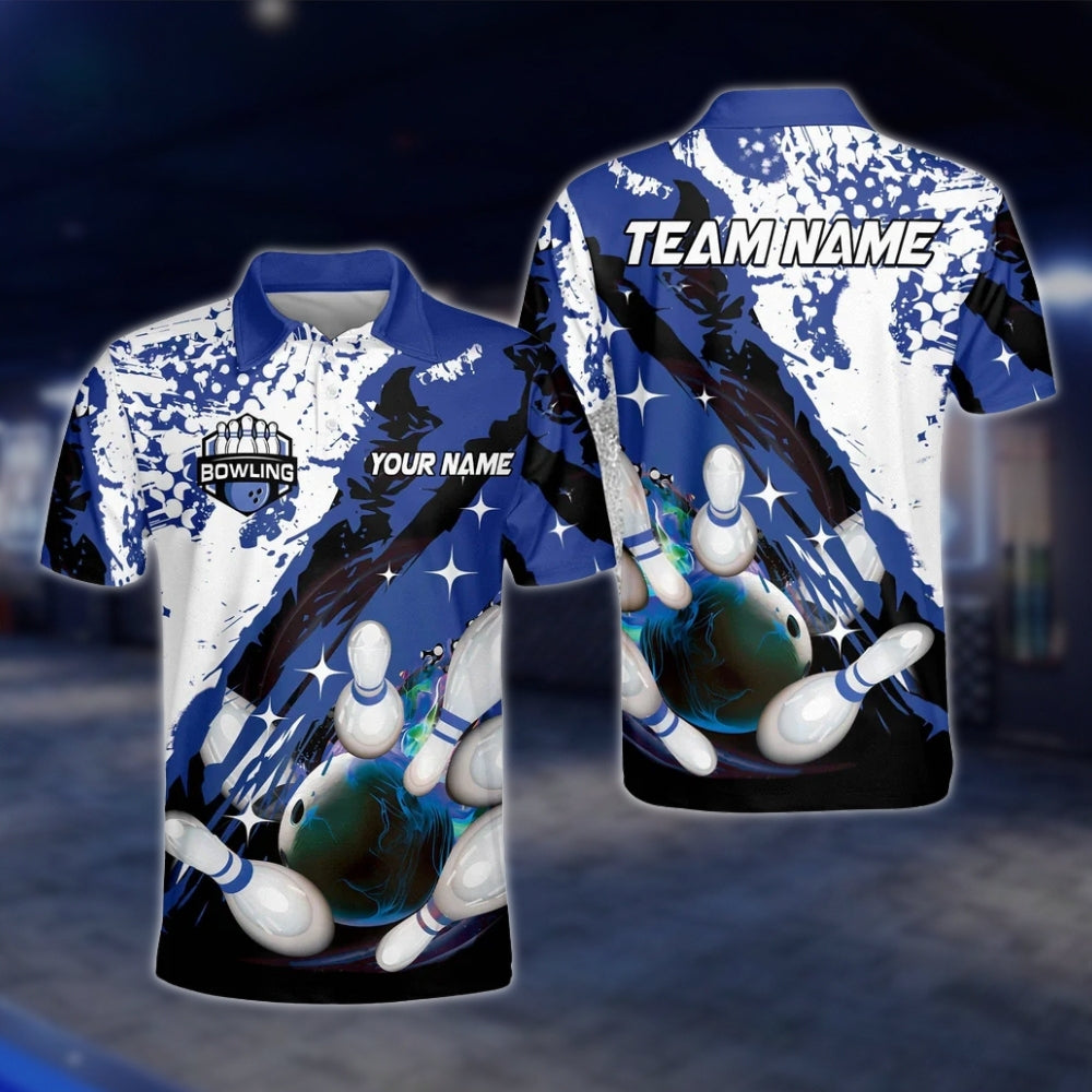 Custom Team Red White Black Men's Bowling Polo Shirt, Custon Bowling Shirts BO0341 BOW0255