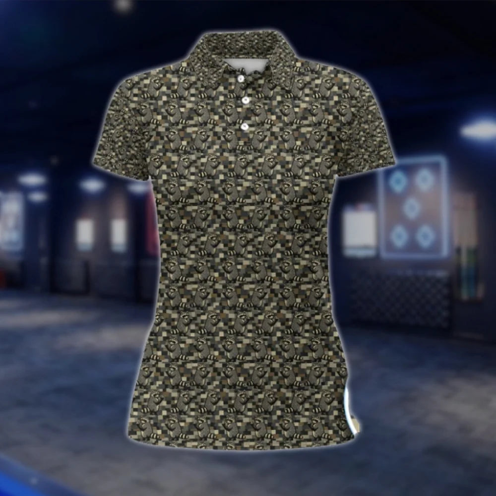 Funny Raccoon Womens Golf Polo Shirt, Raccoon Golf Shirt Women GOF0110