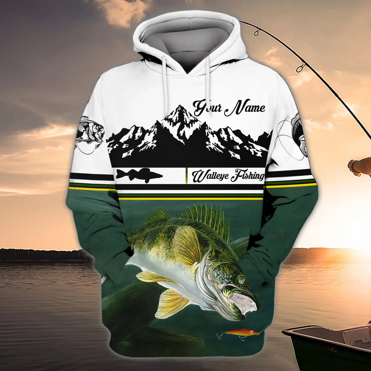 Walleye Fishing - Personalized Name 3D Hoodie - Dah 36 FISH0217
