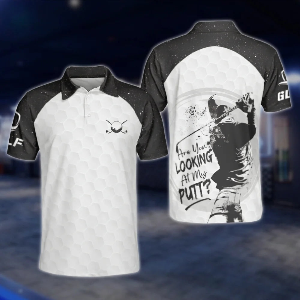 Are Your Looking At My Putt Matching Couple Golf Polo Shirts, Matching Funny Golf Shirts GOF0174