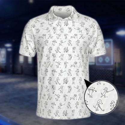 Dachshund Dog Mens White Black Golf Polo Shirt, Dachshund Golf Shirt GOF0125