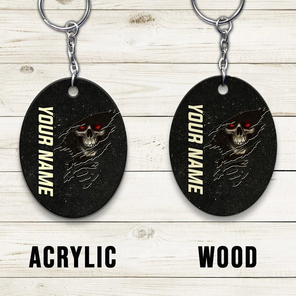 Skull Pool 8 Ball I'm Here To Break Your Balls Personalized Name Keychain Gift For Billiard Players ORN0200