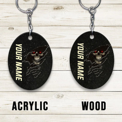 Skull Pool 8 Ball I'm Here To Break Your Balls Personalized Name Keychain Gift For Billiard Players ORN0200
