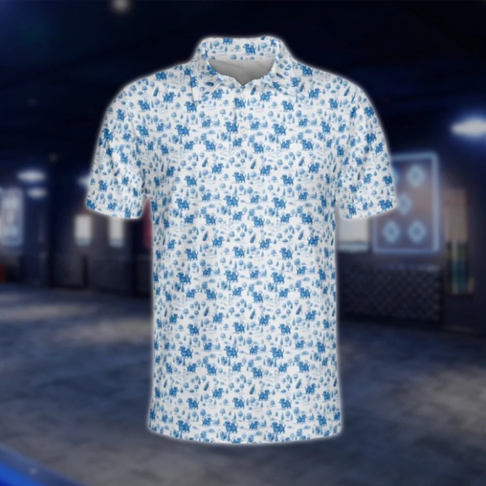 Blue Dachshund Wiener Golf Polo Shirts For Men, Dachshund Dog Golf Shirts GOF0254