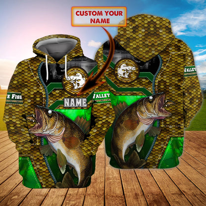 Walleye Fishing 03- Personalized Name 3D Hoodie - Loop - Ntp-175 FISH0082