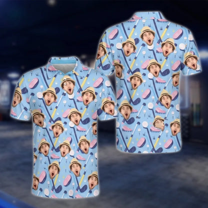Custom Funny Face Matching Golf Shirts For Men And Women, Custom Photo Matching Couple Golf Shirts GOF0177