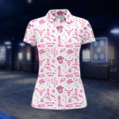 Let's Go Girls Women's Cowgirl Golf Polo Shirt, Western Golf Shirts For Ladies GOF0063