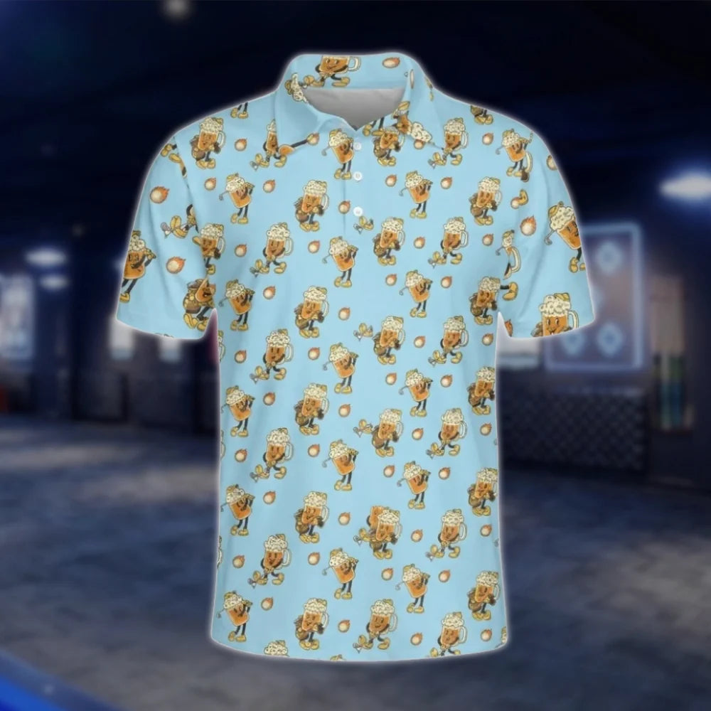 Beer Mug Funny Golf Polo Shirt For Men, Beer Golf Shirts GOF0083