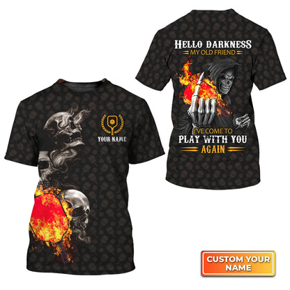 Pickleball Skull Hello Darkness My Old Friend Personalized Name 3D Tshirt QB95 Gift For Pickleball Player PKL0057