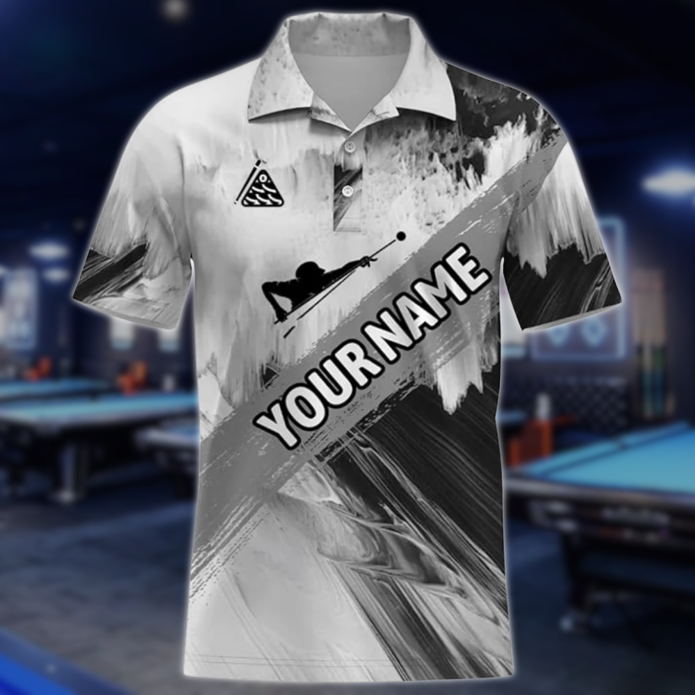 Custom Grey Billiard Team Polo Shirts For Men, Custom Pool Billiard Shirts BLD0185