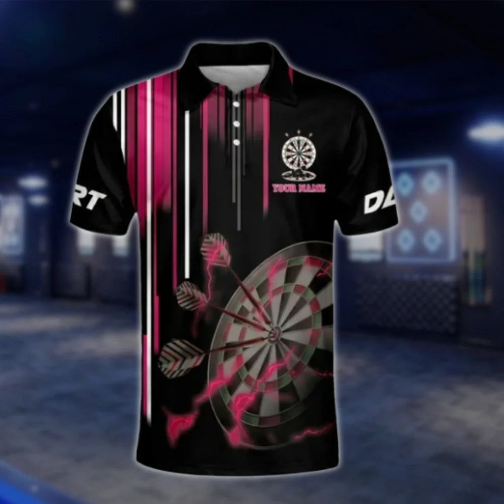 Bangin The Neighbors Custom Pink Black Dart Mens Polo Shirt, Custom Hillarious Dart Shirts DAT0257