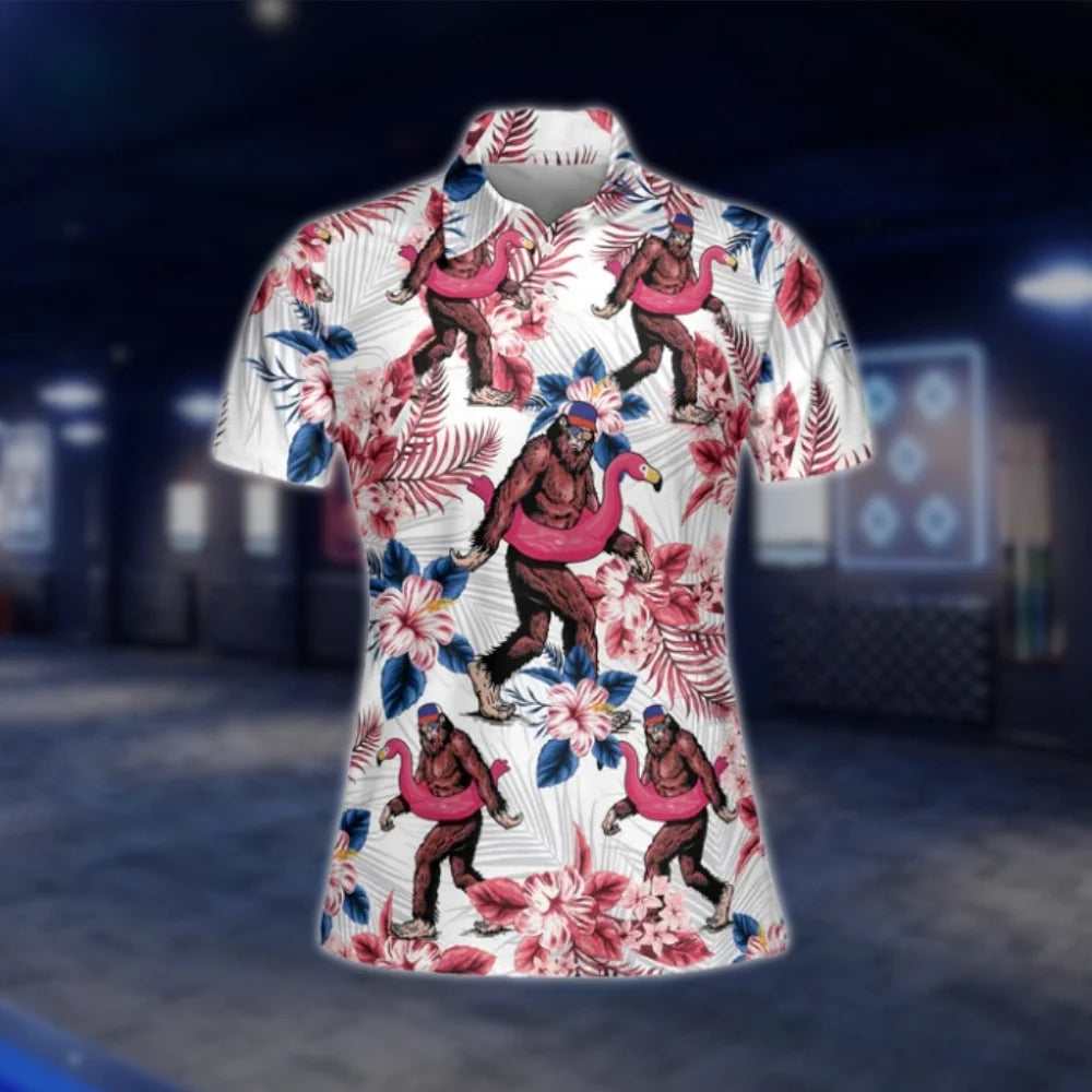 Bigfoot Tropical Golf Polo Shirts For Women, Ladies Bigfoot Golf Shirts GOF0274