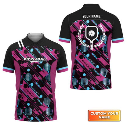 Hexagon Pattern Pickleball Personalized Name 3D Polo Shirt QB95 Gift For Pickleball Player PKL0115