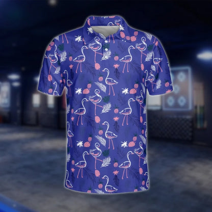 Flamingo Purple Golf Polo Shirts For Men, Flamingo Golf Shirt GOF0199