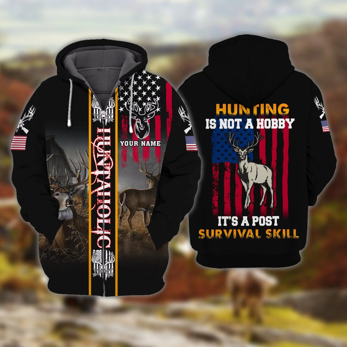 Hunting - Personalized Name 3D Zipper hoodie - Lta98 56 HNT0012