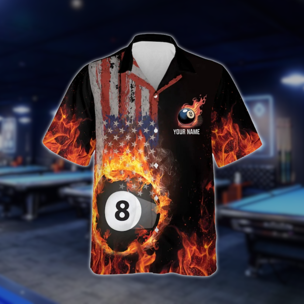 Custom Mind Game Flame Billiard Hawaiian Shirt For Mens, Custom Flame Skull Billiard Team Shirts BLD0165