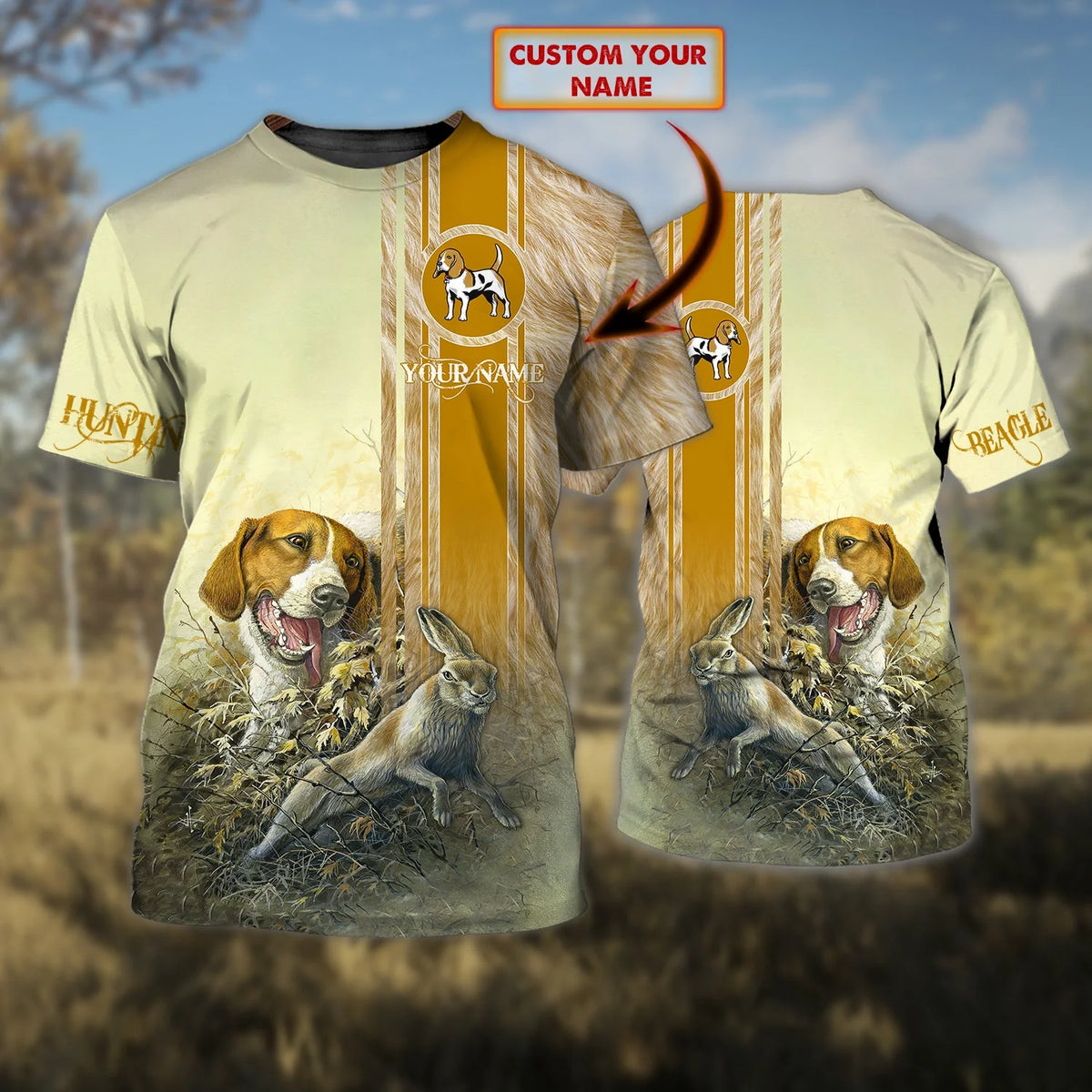 Beagle hunting - Personalized Name 3D Tshirt 1 - Nsd99 HNT0279