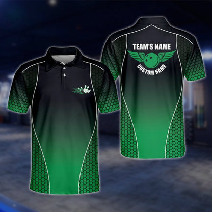 Blue Black Custom Team Bowling Mens Polo Shirt, Custom Bowling Shirts BM0091 BOW0268