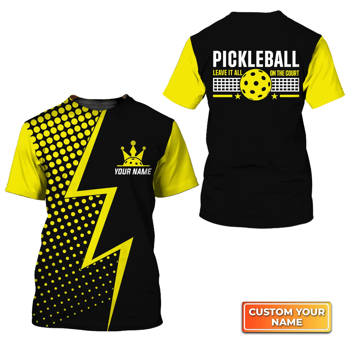 Pickleball Leave It All On The Court Personalized Name 3D Tshirt QB95 Gift For Pickleball Player PKL0123