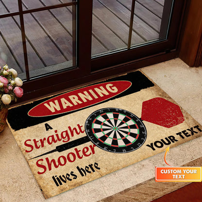 Warning A Straight Shooter Lives Here Personalized Doormat Gift For Darts Player ORN0148