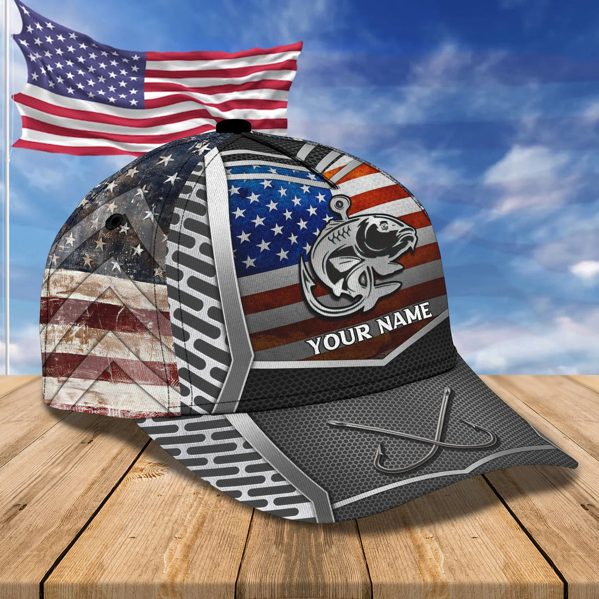 Fishing America - Personalized Name Cap - Urt96 FISH0129