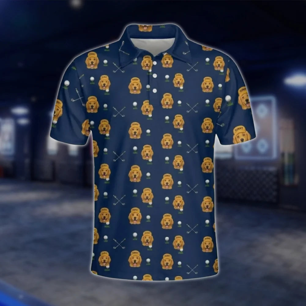 Personalized Dog Photo Golf Polo Shirt For Men, Custom Pet Lover Golf Shirt With Picture GOF0081