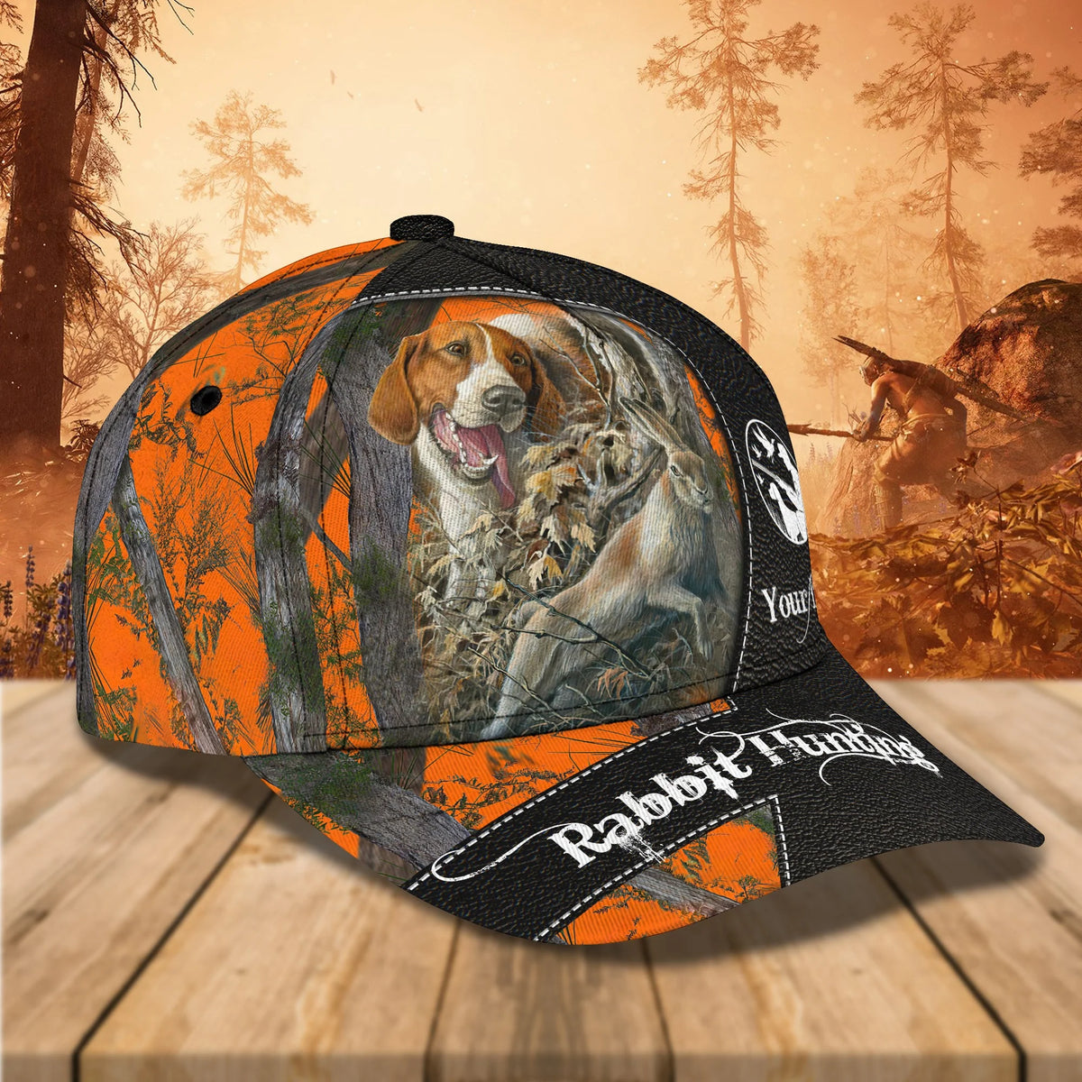 Beagle Hunting - Personalized Name Cap 01 - (Text Orange) HNT0250