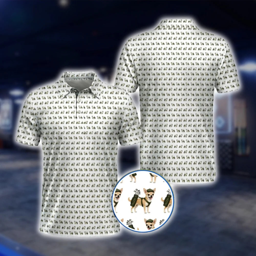 Chihuahua Dog Golf Polo Shirt Mens, Chihuahua Golf Shirts GOF0049