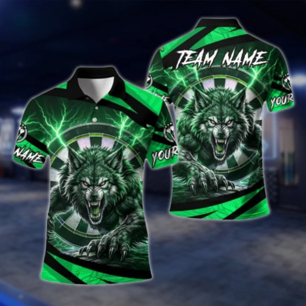 Custom Wolf Blue Thunder Dart Mens Polo Shirt, Custom Wolf Dart Team Shirts DAT0348