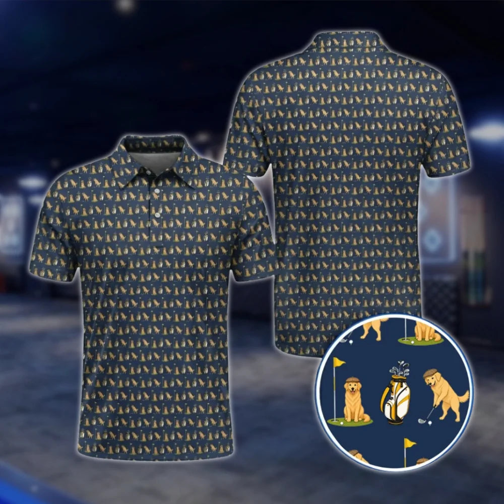 Golden Retriever Golf Polo Shirt For Men, Golden Retriever Dog Lover Golf Shirt GOF0042